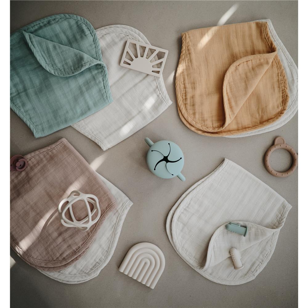 Mushie Musselin-Spucktuch 2er-Pack, Roman Green/Fog, aus 100% Bio-Baumwolle