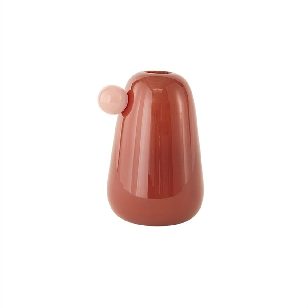 OYOY Inka Vase Small 12,5 x 20 cm Rot Glas Blumenvase Dekovase