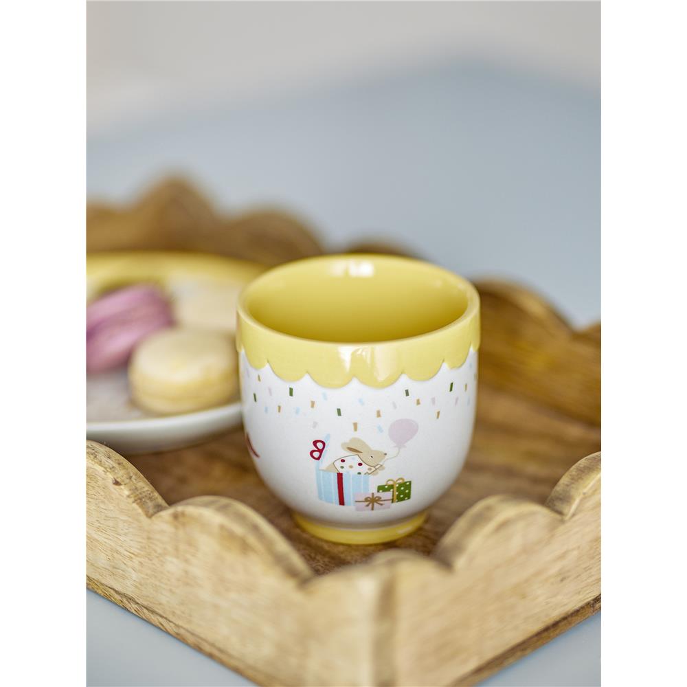 Bloomingville MINI Celebrate Tasse, Gelb, Steingut, Kinderbecher, Kindertasse, dänisches Design