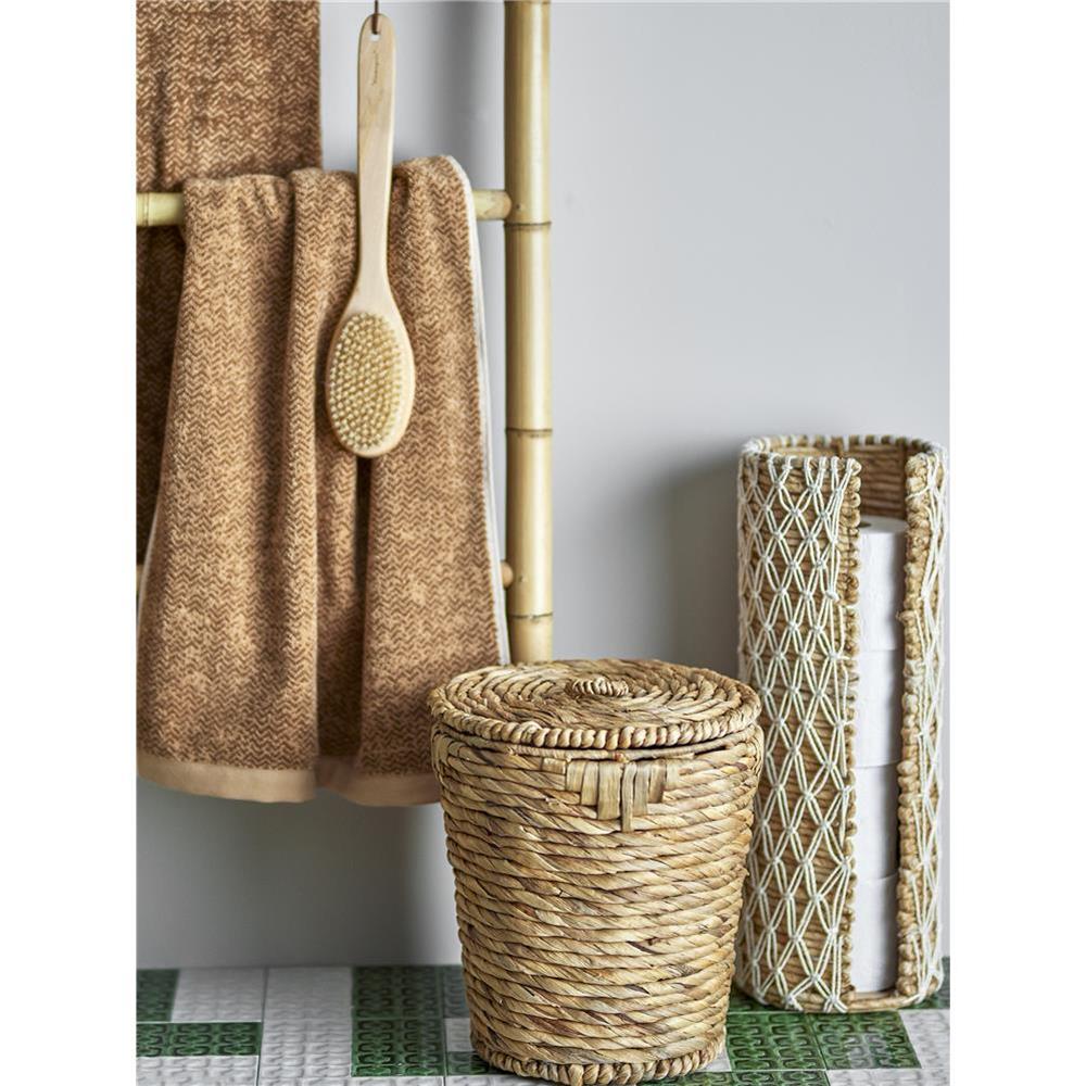 Bloomingville Peri Korb mit Deckel, Natur, Wasserhyazinthe D26xH28 cm