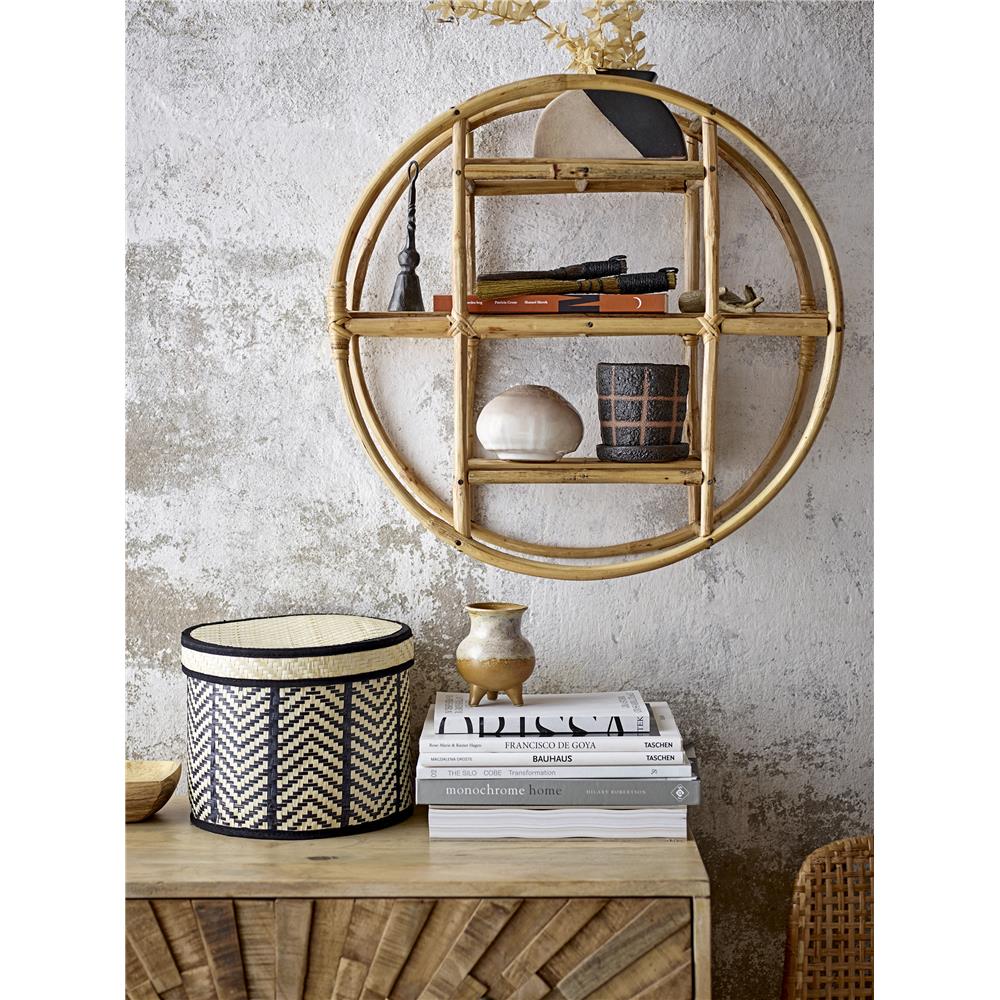 Bloomingville Islim Korb mit Deckel 3er Set Schwarz Palmblatt 30 x 25 cm