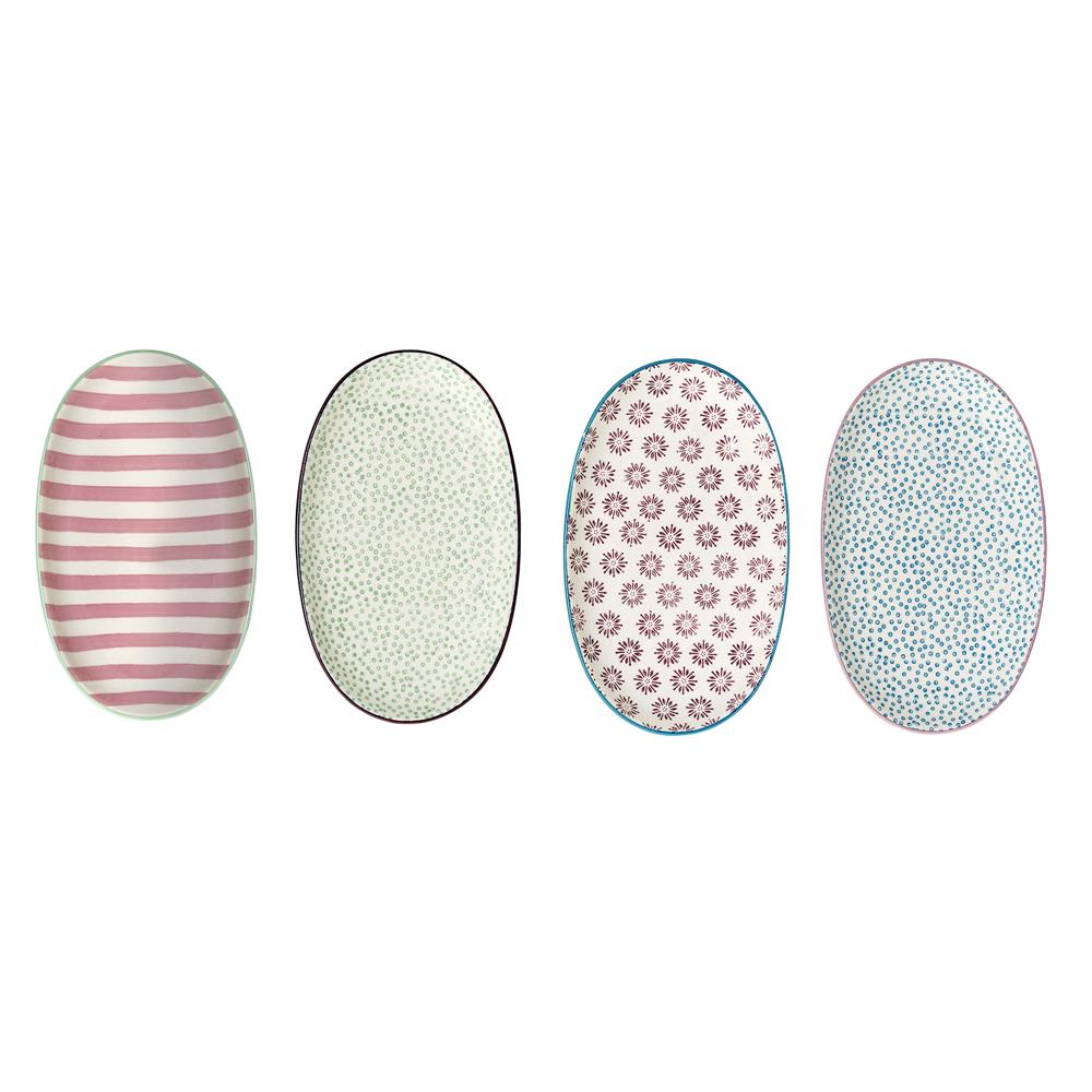 Bloomingville Patrizia Teller, 4er Set, 21,5x13cm, Steingut, dänisches Design