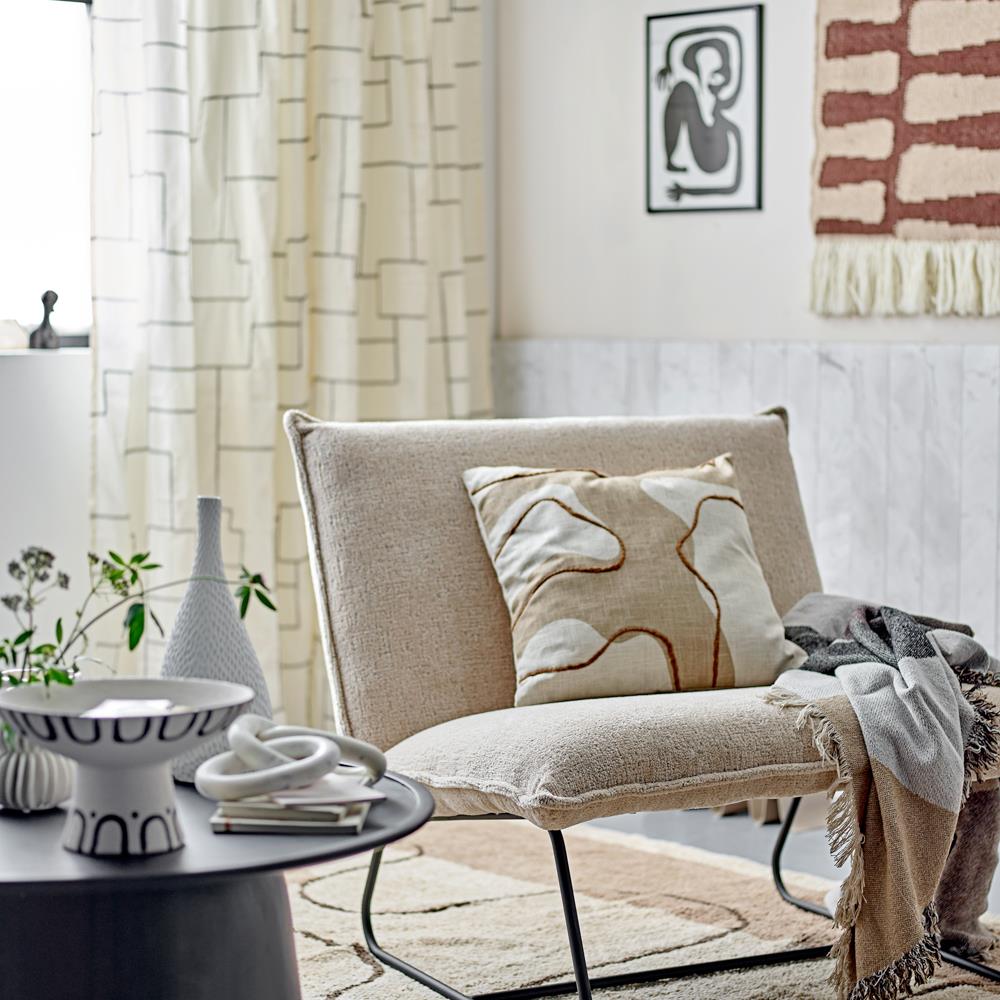 Bloomingville Lyria Vorhang natur 115x215 cm aus Baumwolle – Dekoschal für Wohnzimmer