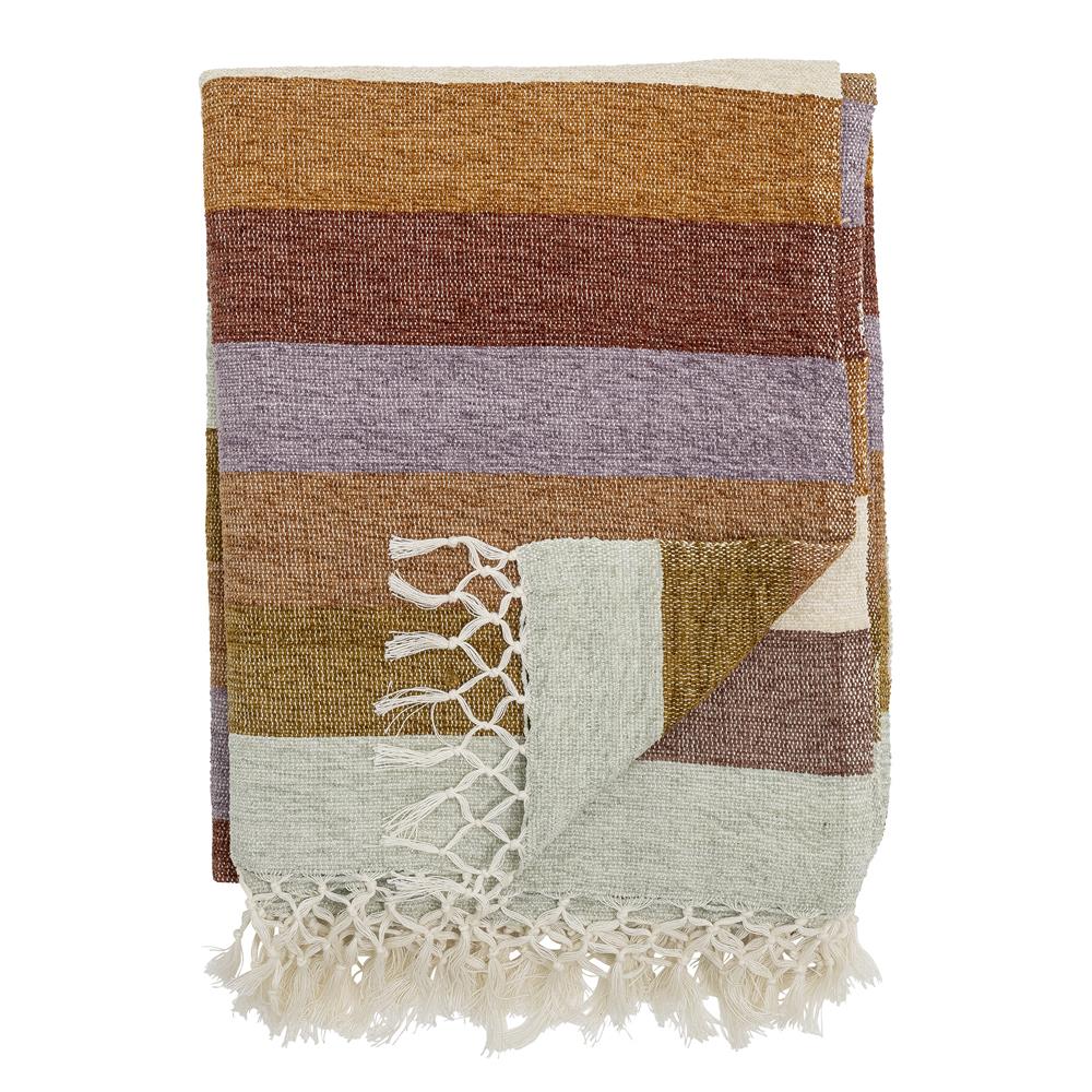 Bloomingville Lucilla Decke – Violettes Plaid aus Baumwolle mit Fransen