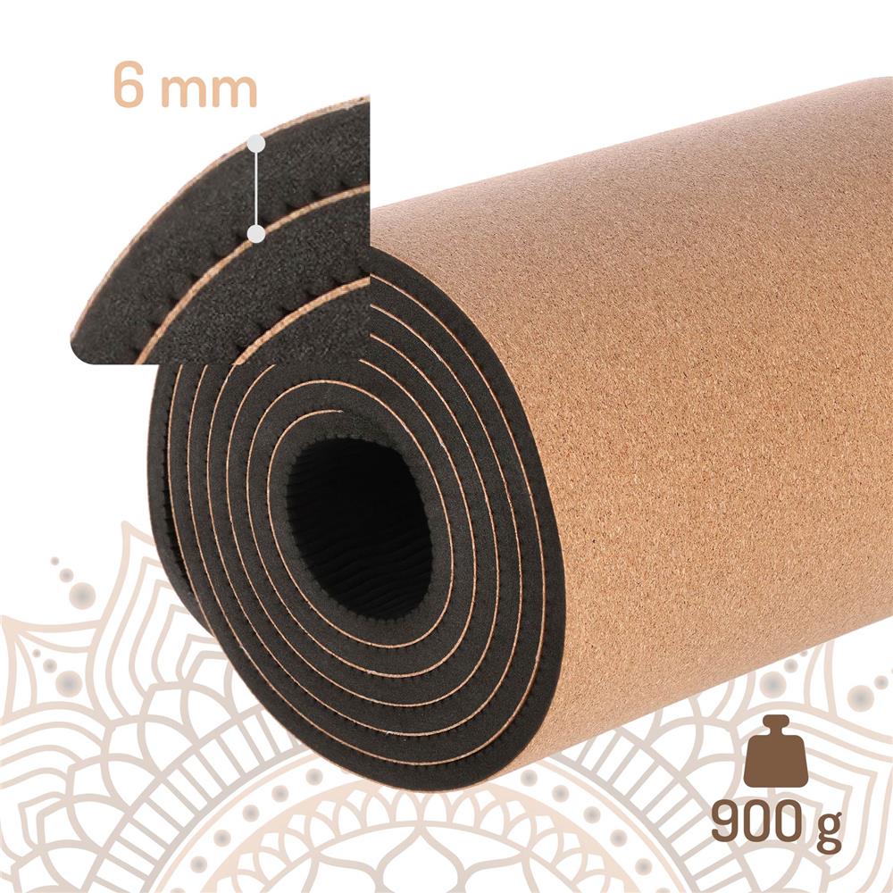 Yogamatte 182 x 61 x 0,6 cm Fitnessmatte Kork Gymnastikmatte rutschfest | HMS YM11