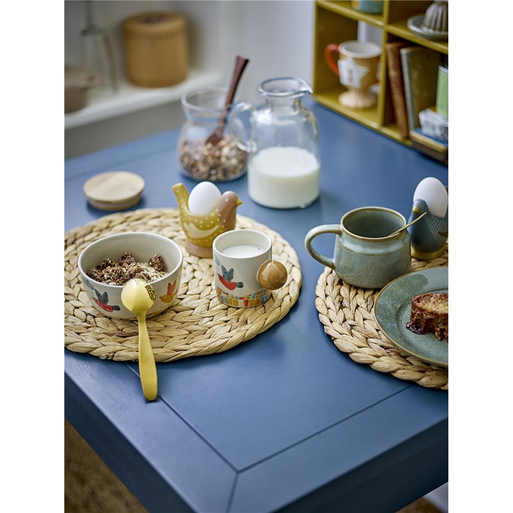 Bloomingville MINI Colorine Schale mit Vogelmotiv, Steingut, Kinderschüssel, dänisches Design