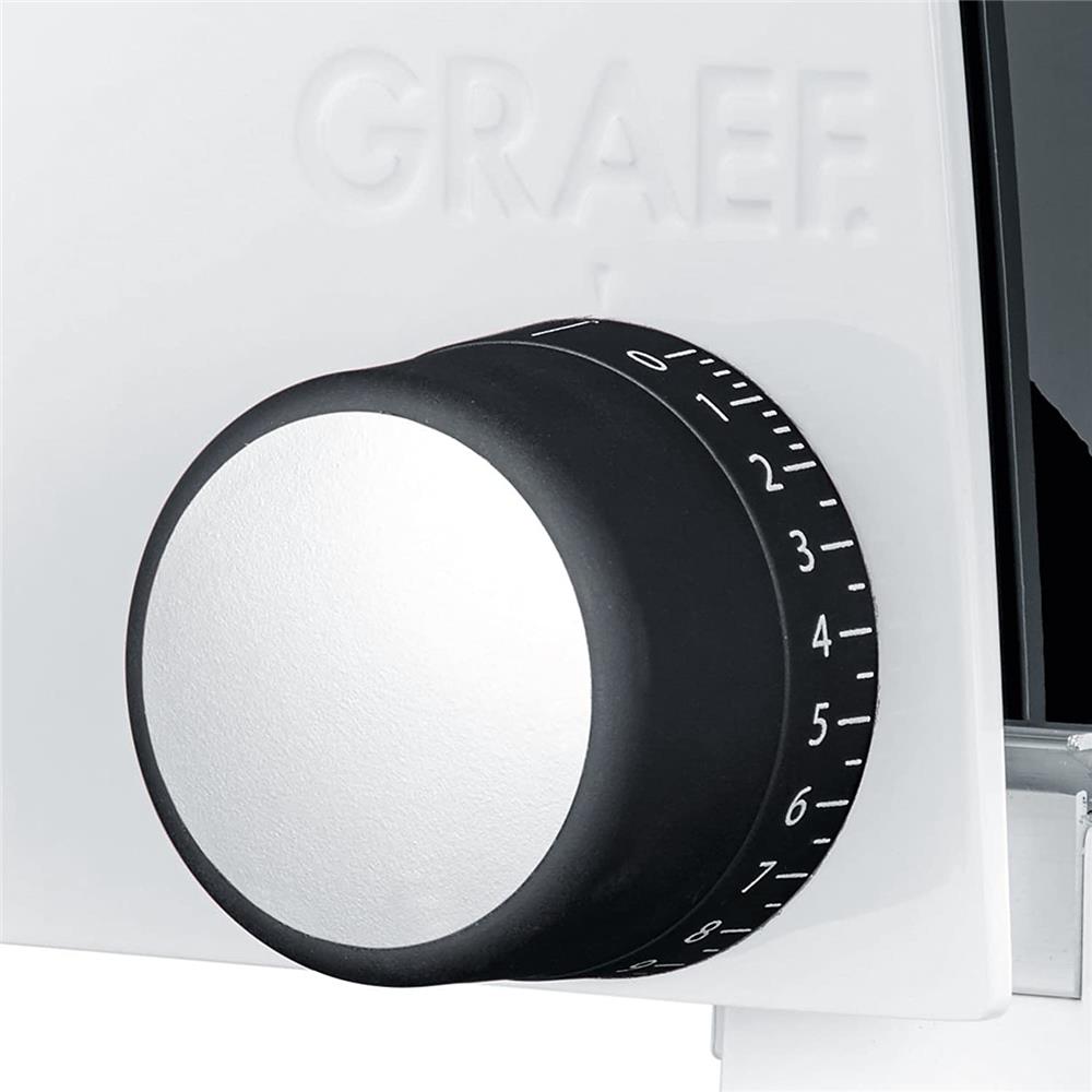 GRAEF SKS 100 Allesschneider Weiß Wellenschliffmesser Edelstahl Metall kompakt inkl. MiniSlice