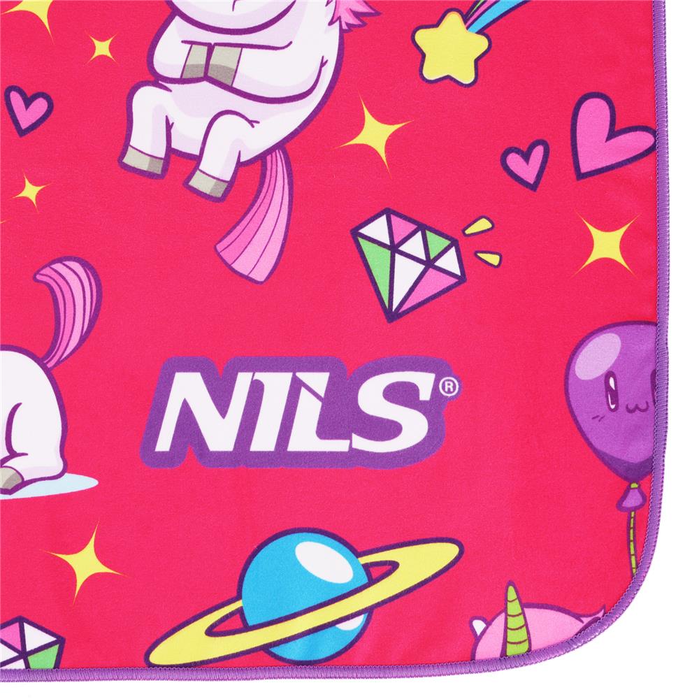 NILS Mikrofaser Kinderhandtuch 160x80 cm Unicorn - leichtes Handtuch für Camping, Strand & Schule