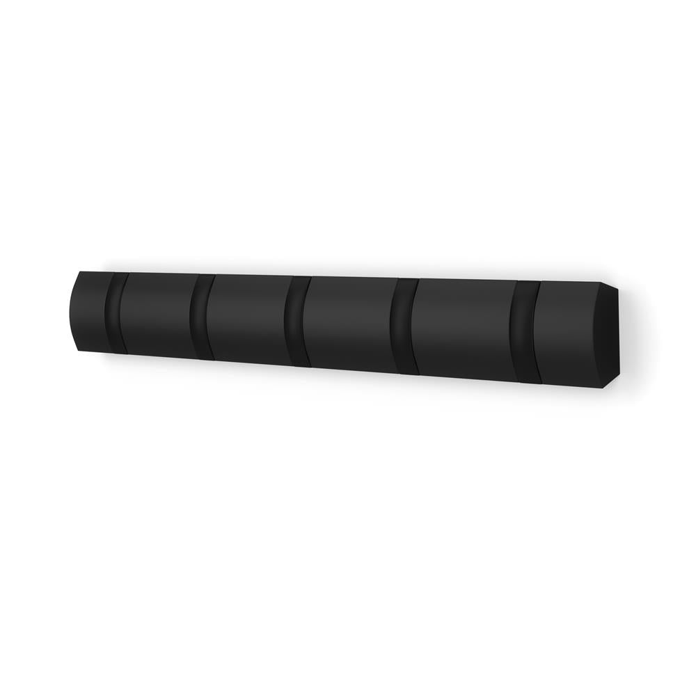 Umbra Flip Wandgarderobe, Garderobenleiste in Schwarz, mit 5 beweglichen Haken in Schwarz