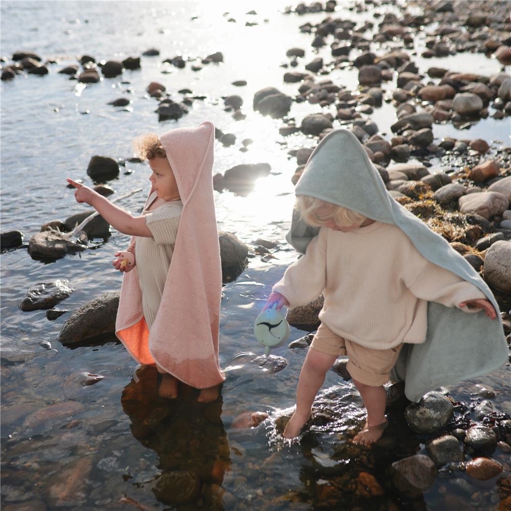 Mushie Baby-Kapuzenhandtuch, Blush, aus 100% Bio-Baumwolle