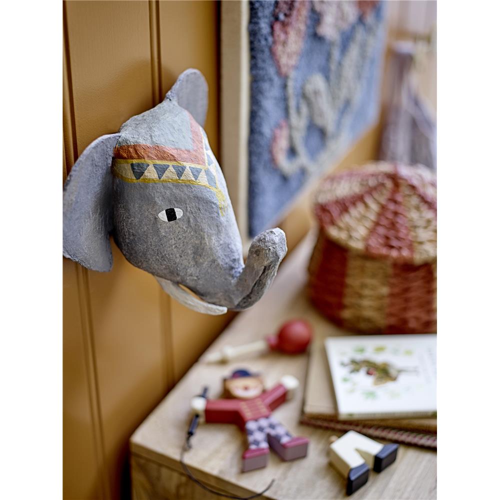Bloomingville MINI Elli Wanddekoration, Grau, Elefantenkopf aus Papiermaché