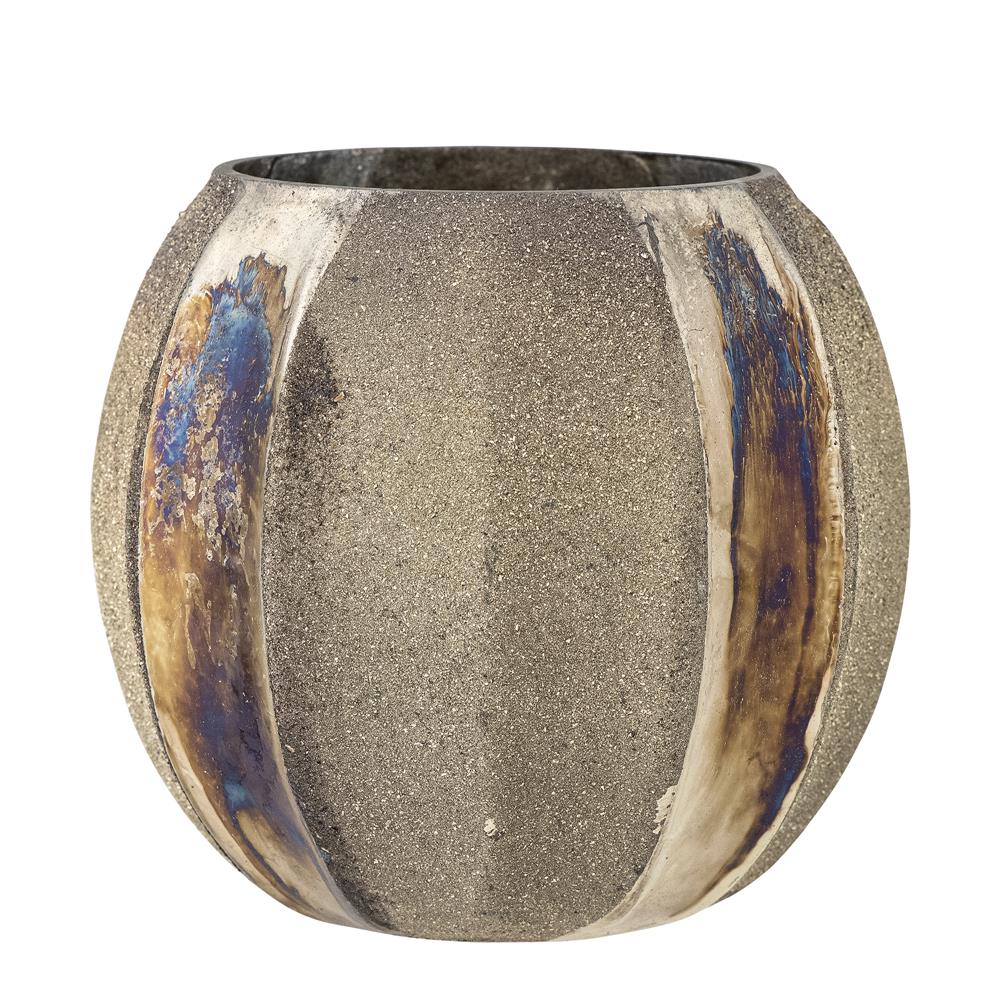 Bloomingville Felecia Teelichthalter – Gold, aus recyceltem Glas mit Glitzer und Streifen