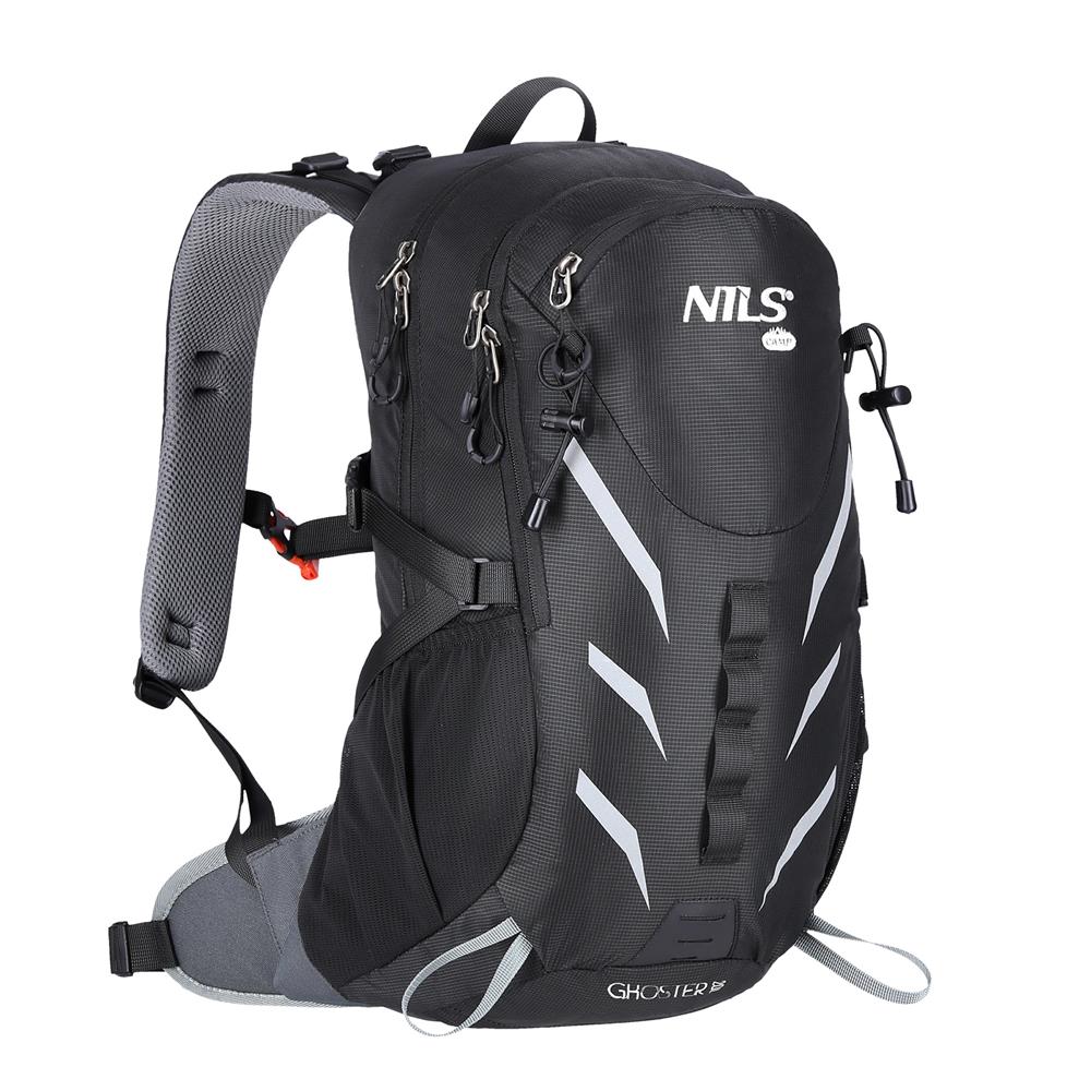 NILS CAMP Trekkingrucksack Ghoster 20L in Schwarz - Outdoor Rucksack mit Belüftung & Regenhülle