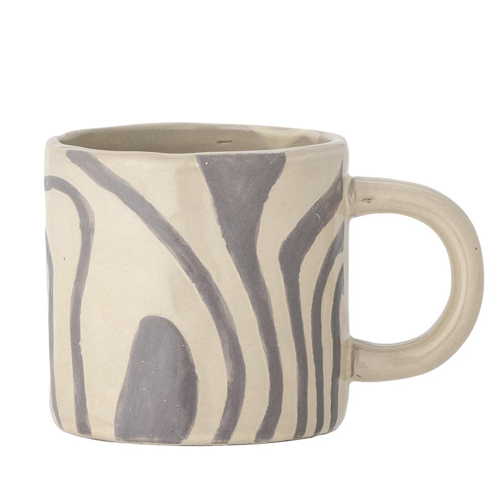 Bloomingville Ninka Tasse, aus Steingut, in Grau, 250 ml, moderner Retro-Look