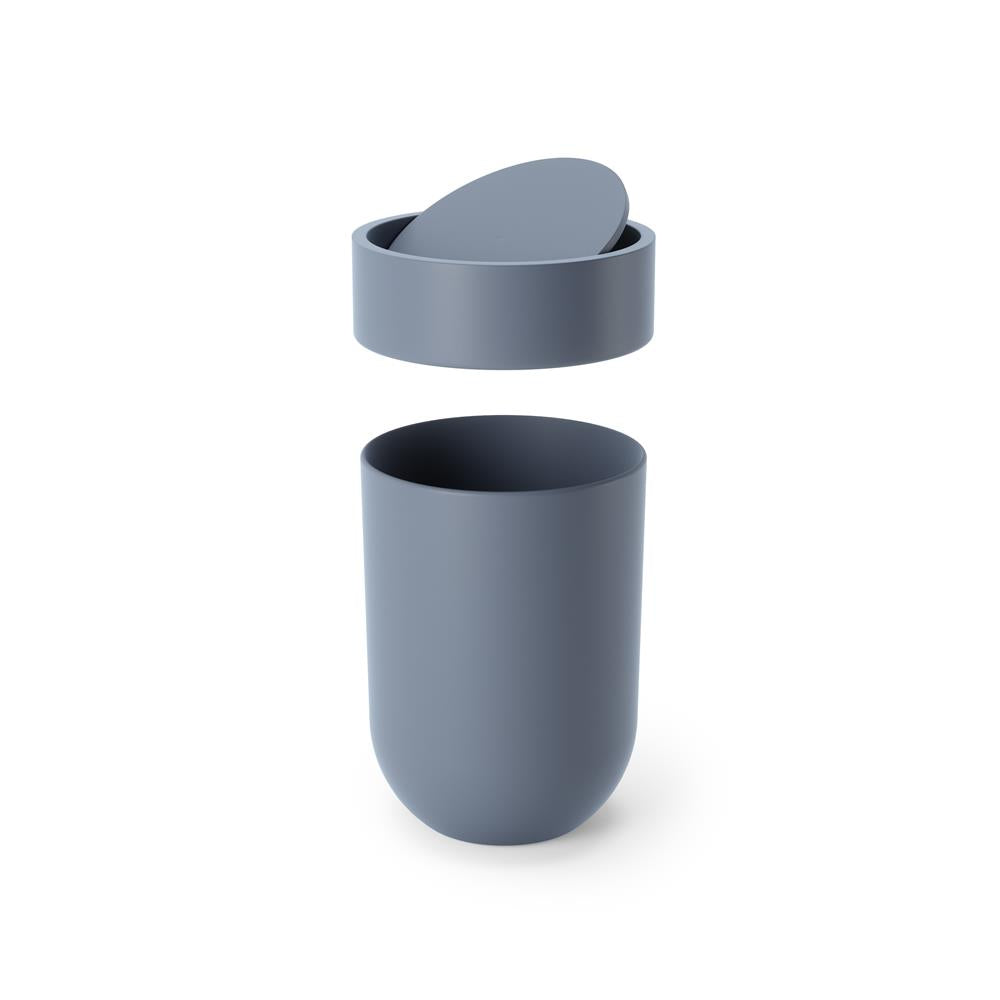 Umbra Touch Abfalleimer 6 L mit Schwingdeckel, in Schieferblau, Kosmetikeimer, Papierkorb, Badezimmereimer