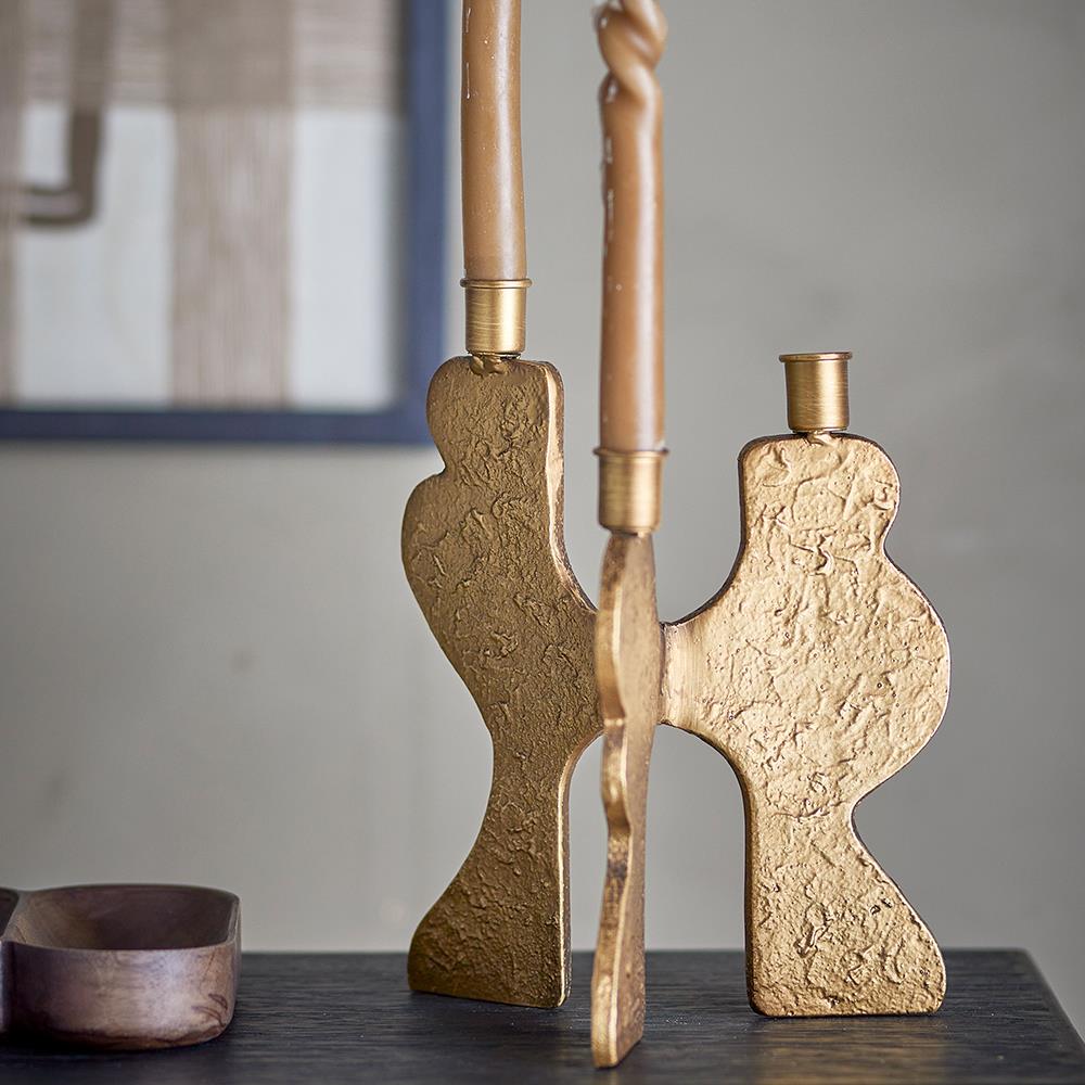 Bloomingville Lux Kerzenhalter, Gold, Metall – 3-flammiger Eyecatcher mit strukturierter Oberfläche