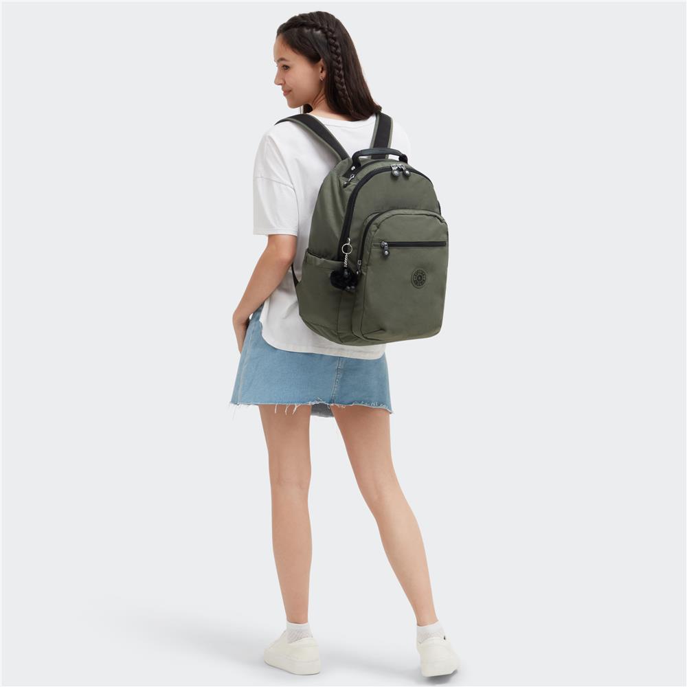 Kipling SEOUL L, Großer Rucksack, Green Moss (grün), 27L, mit 15-Zoll-Laptopfach
