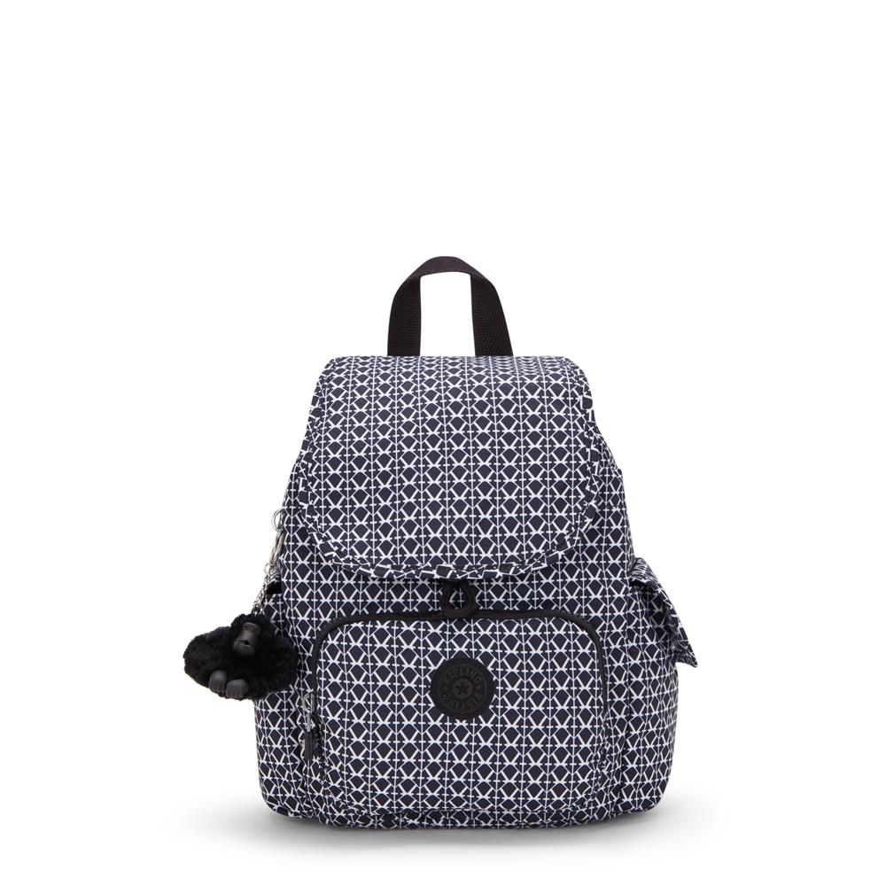 Kipling CITY PACK MINI, Extra kleiner Rucksack, Signature Print (schwarz), 9L, Kompakt & Stylisch