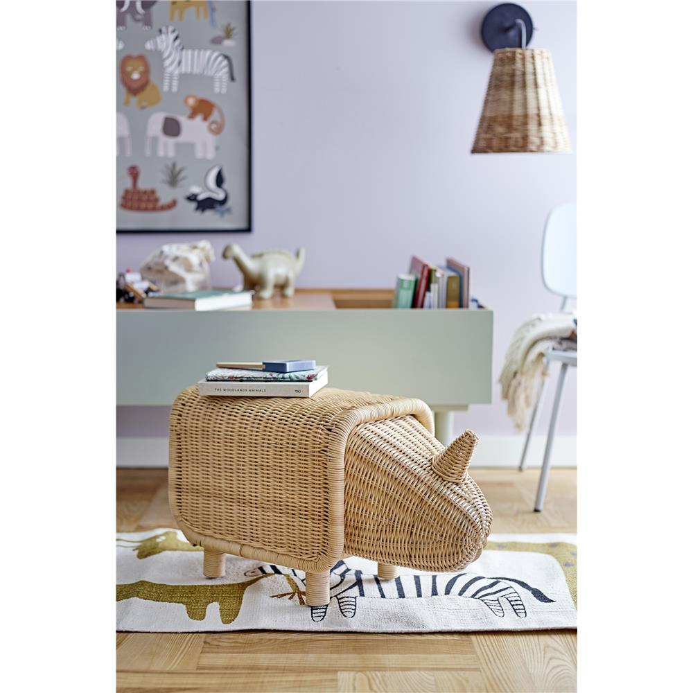 Bloomingville MINI Soffe Hocker mit Stauraum, Natur, Rattan, L53xH30xW24 cm