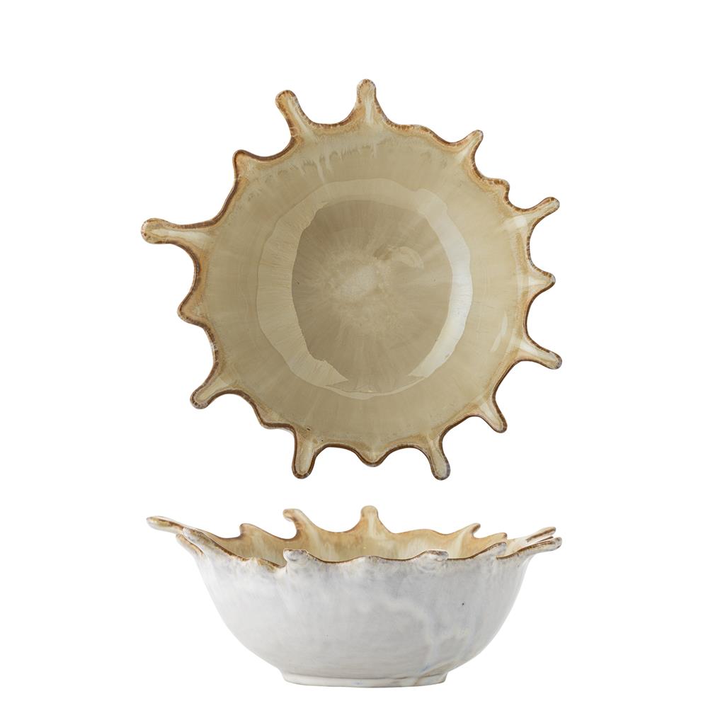 Bloomingville Alcott Schale aus Steingut, Natur – dekorative Servierschale mit Glasur