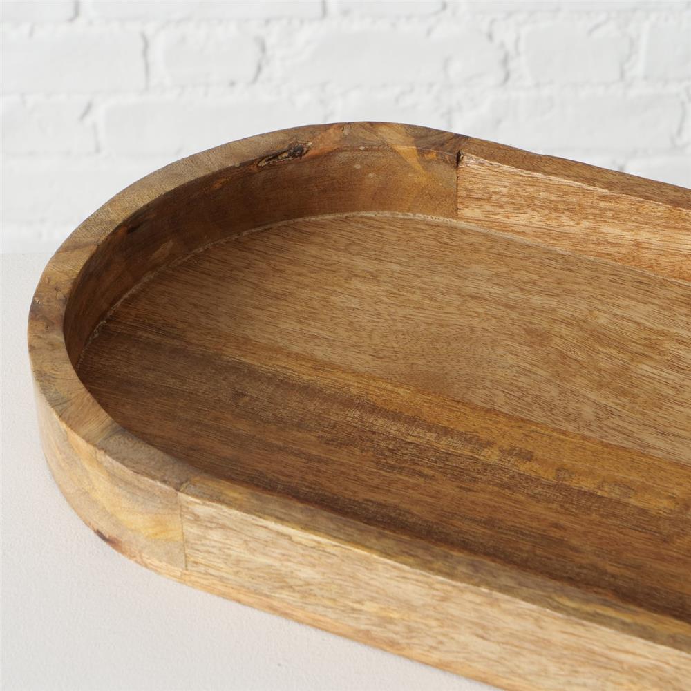 BOLTZE Tablett Tikko, 2er Set, Mangoholz, oval, 72 cm & 82 cm, Natur-Design
