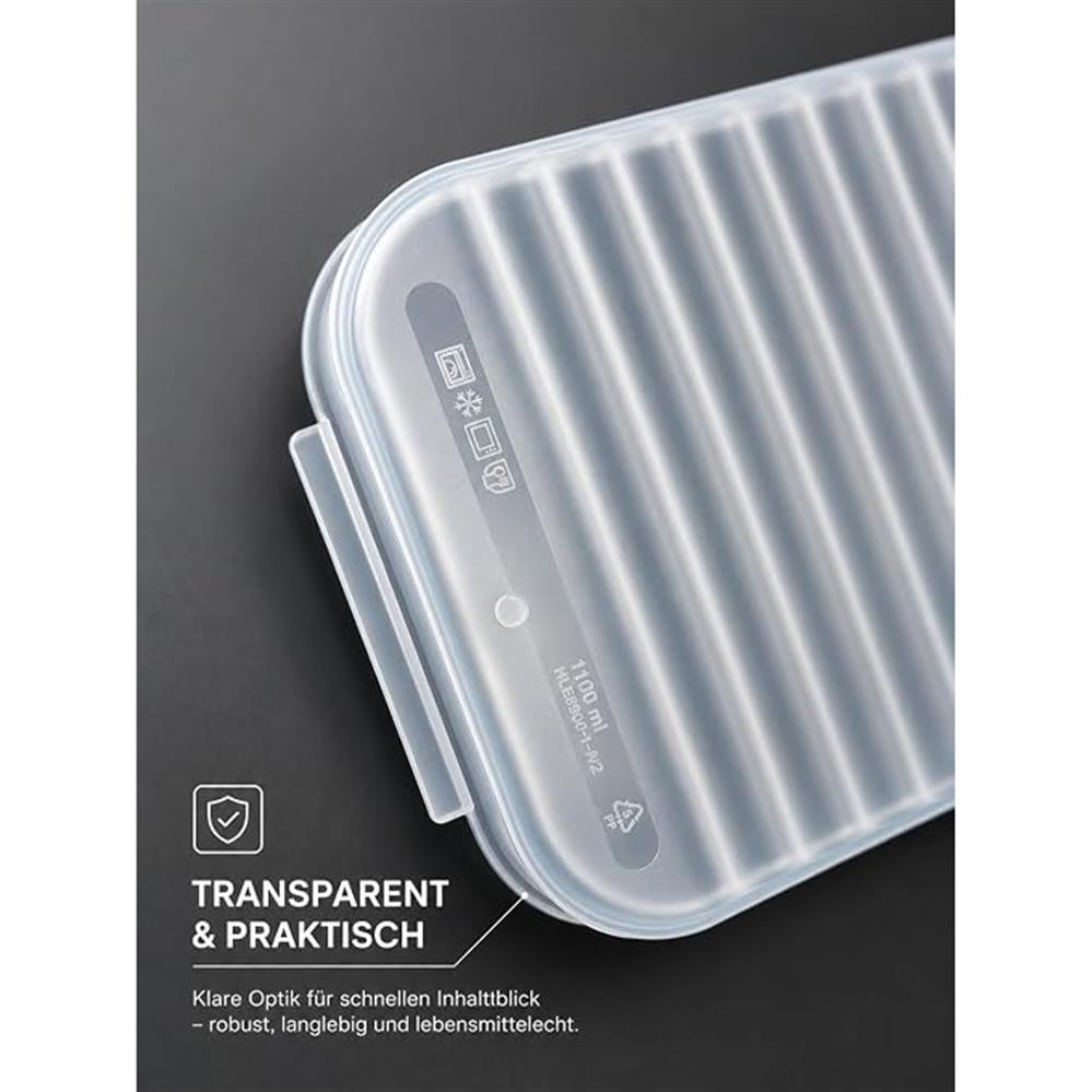 LocknLock Frischhaltedosen 6er Set 1.2L, Transparent, BPA-frei, Rechteckig, Gefriergeeignet bis –20 °C