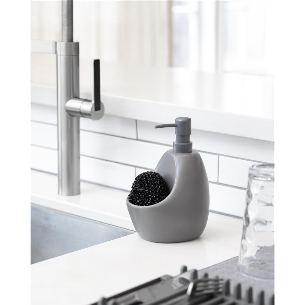 Umbra Joey Seifenspender 590 ml mit Schwammhalter aus Keramik Anthrazit