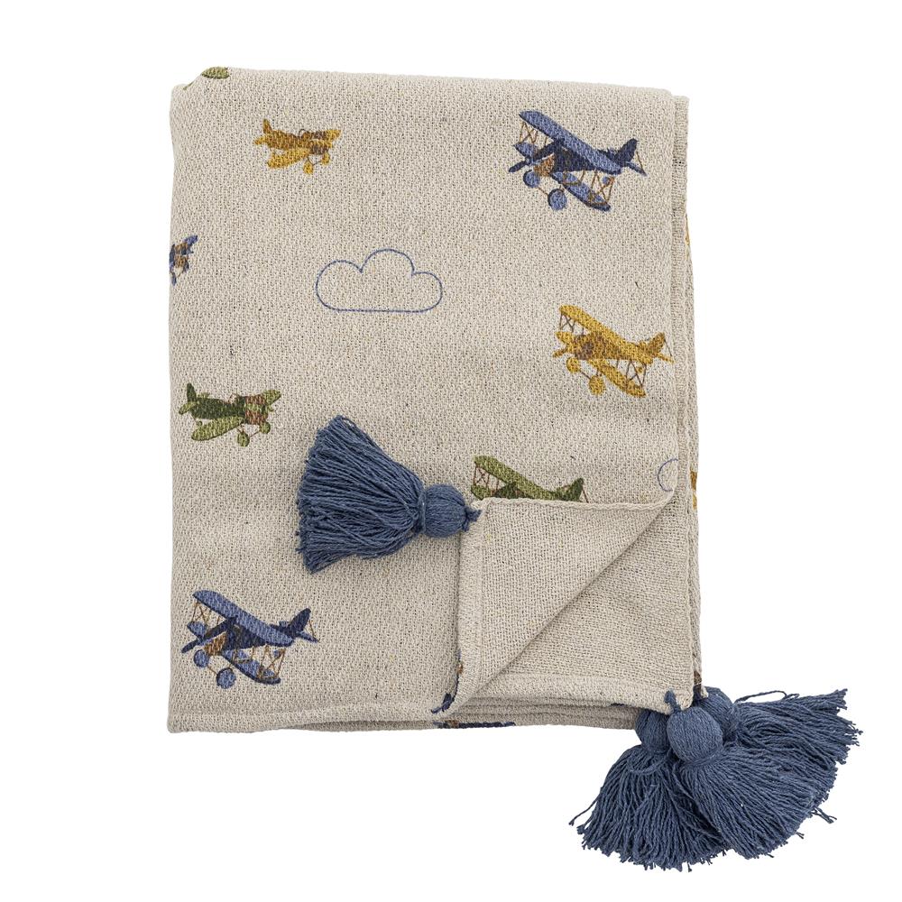 Bloomingville MINI Plane Decke, Flugzeuge, Recycelte Baumwolle, Kinderzimmer, dänisches Design