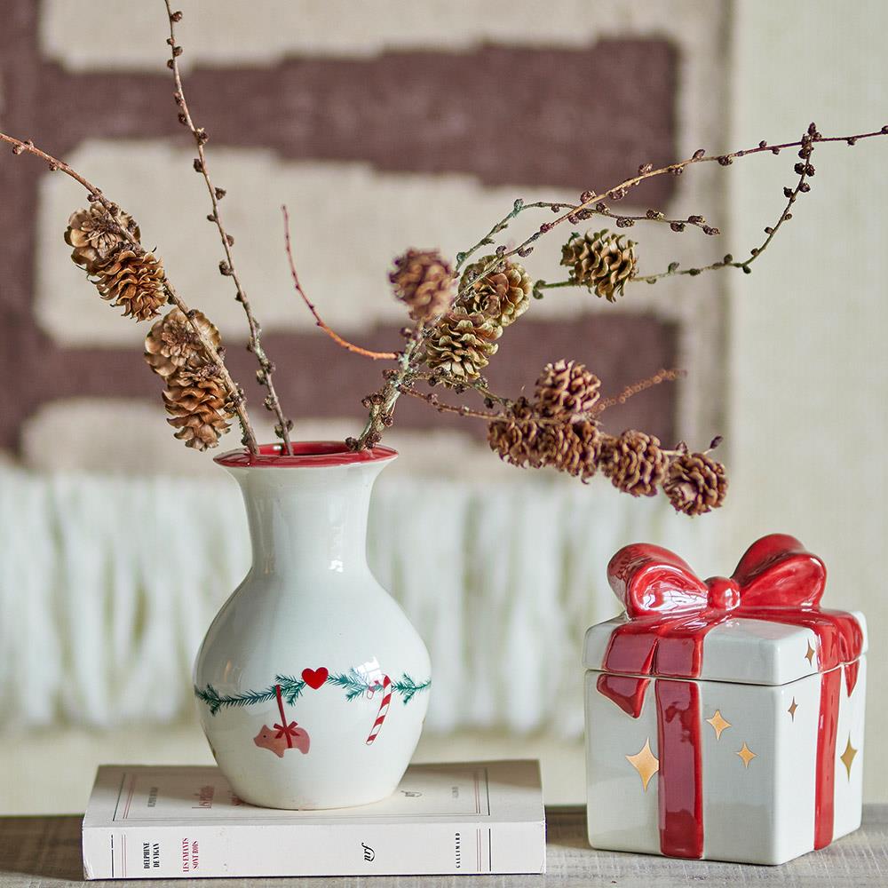 Bloomingville Yule Vase – Blumenvase mit Weihnachtsmotiven, Weihnachten, dänisches Design