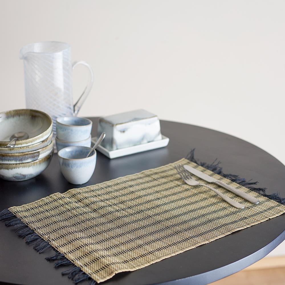 Bloomingville Mendo Platzdeckchen 4er Set – Bambus, Schwarz, 45x45 cm