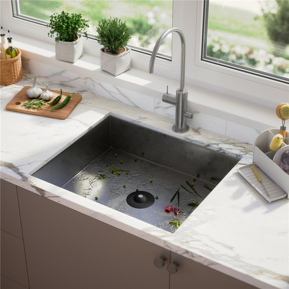 Umbra Flex Badewannenstöpsel, Haarsieb, Abflusssieb für Dusche, Badewanne, Waschbecken, in Schwarz