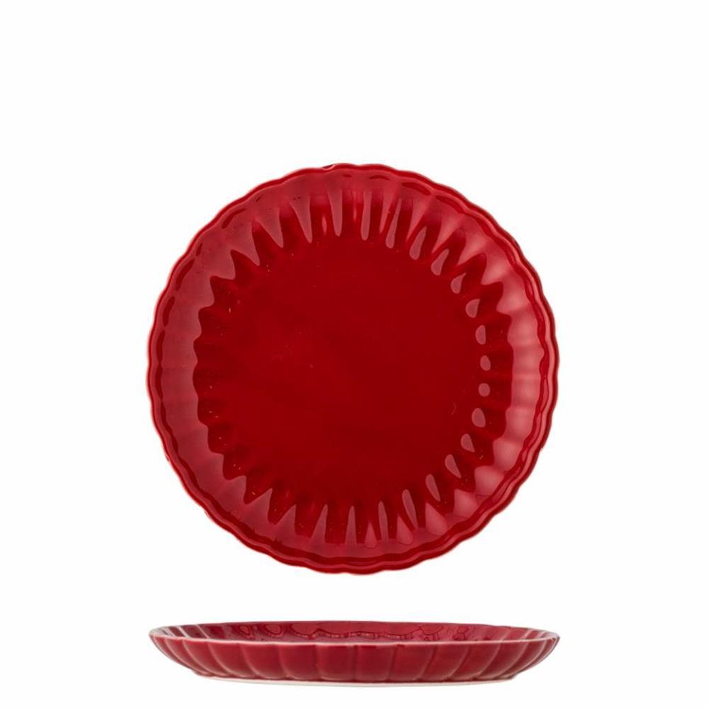 Bloomingville Latina Teller, Rot, 20 cm, Steingut, dänisches Design