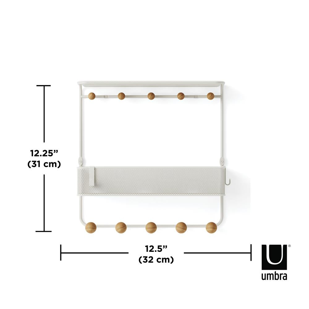 Umbra Estique Regal mit 10 Haken, Accessoire Organizer für den Eingang, in Weiß