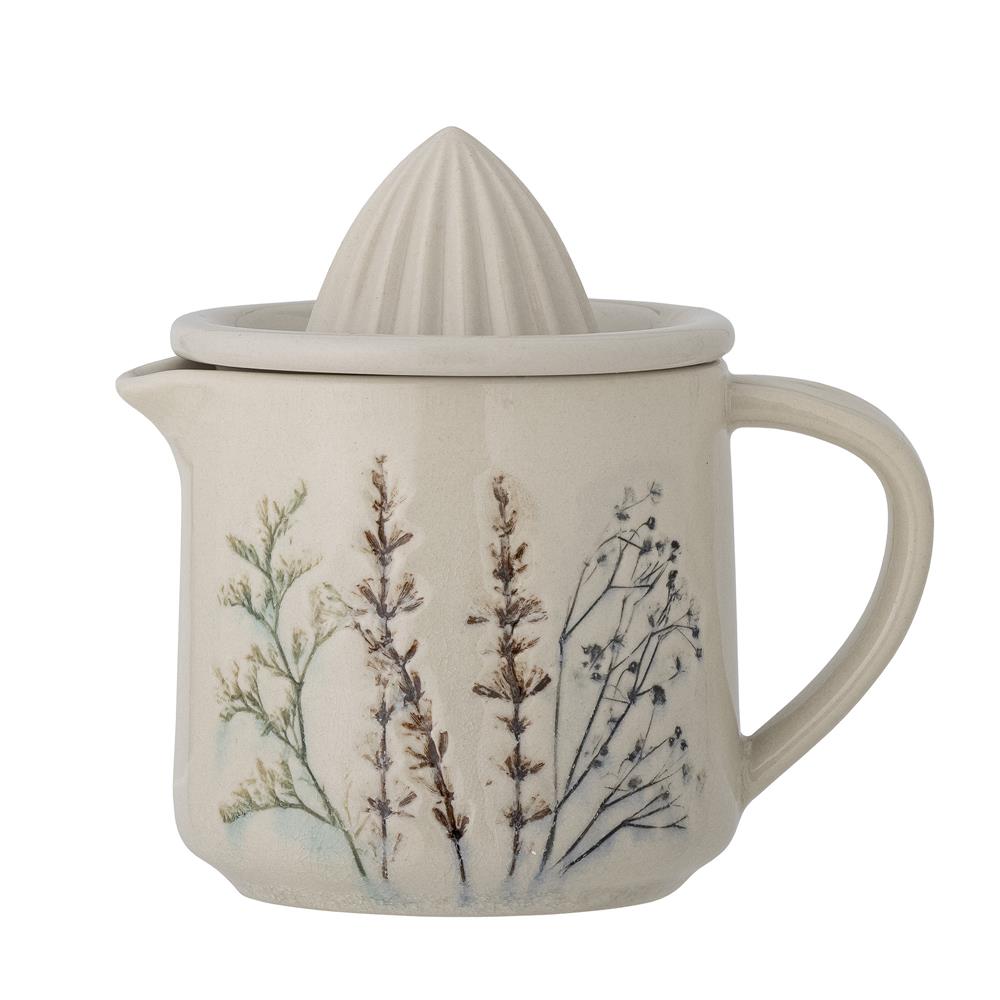 Bloomingville Bea Zitronenpresse, Natur, Steingut, mit Blumenmotiv, dänisches Design