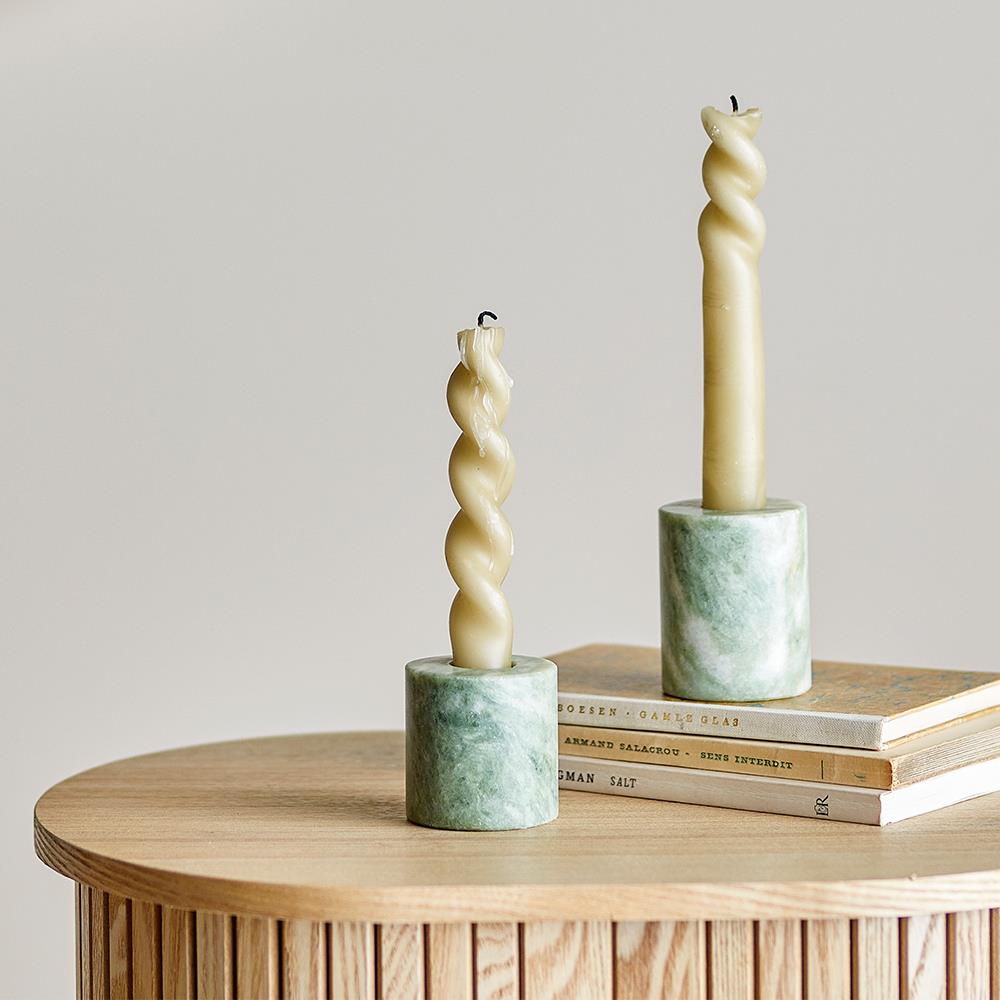 Bloomingville Kokoro Kerzenhalter 2er Set, Grün, Marmor – stilvolle Deko aus Naturstein