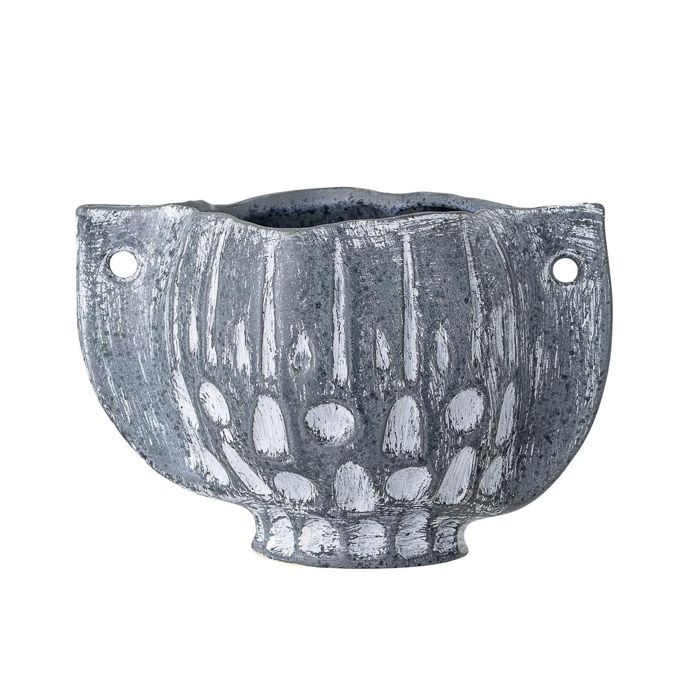 Bloomingville Oney Blumentopf Steingut Blau 26 x 17,5 x 18,5 cm Übertopf Dänisches Design