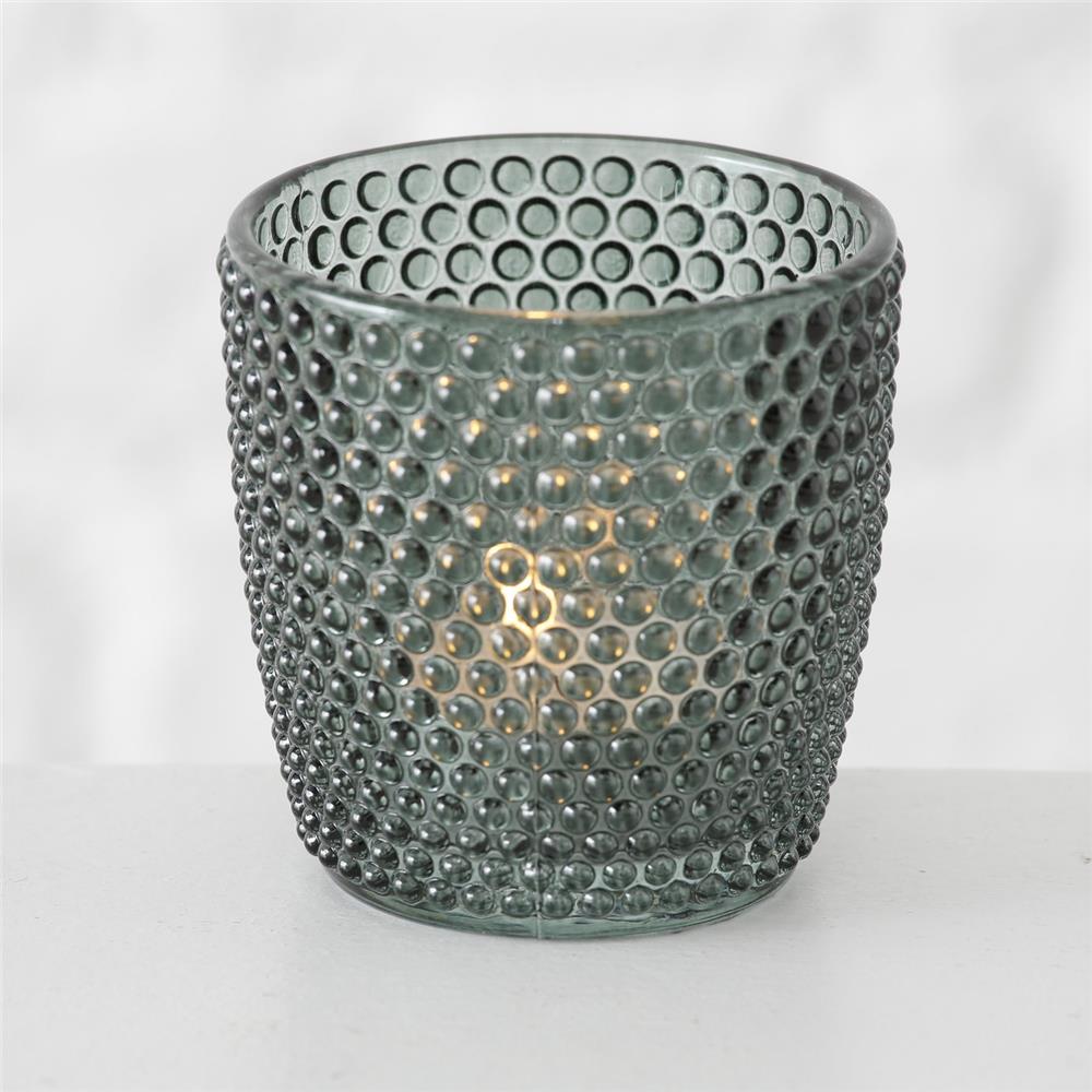 BOLTZE Windlicht Marilu 4er Set Grün Glas Rund 8 x 8 cm