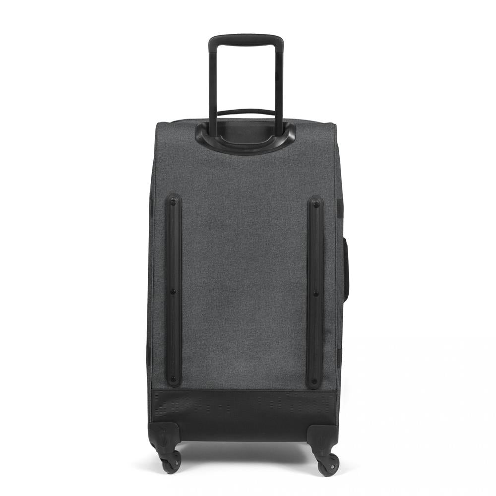 Eastpak TRANS4 L, Großer Reisetrolley, Black Denim (grau), 80L, Rollkoffer mit 4 Rädern und TSA-Schloss