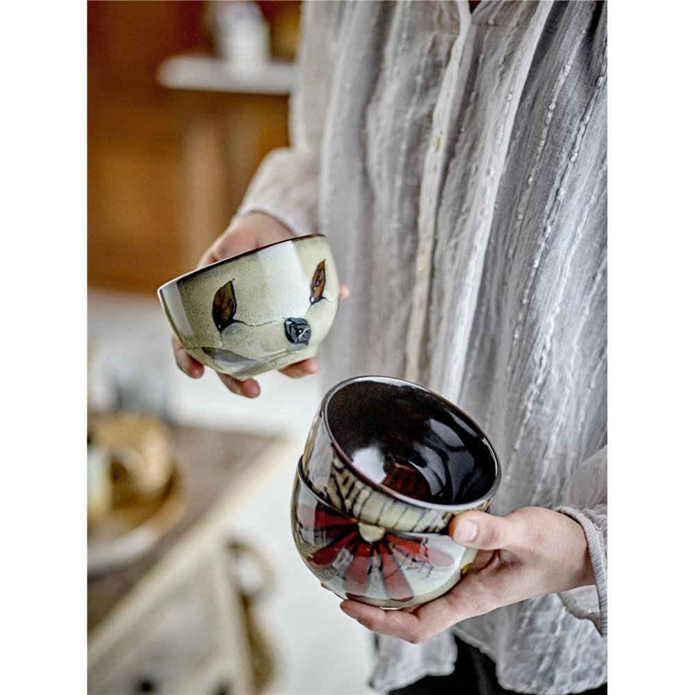 Bloomingville Samran Schale aus Steingut in Braun mit einem Durchmesser von 11cm