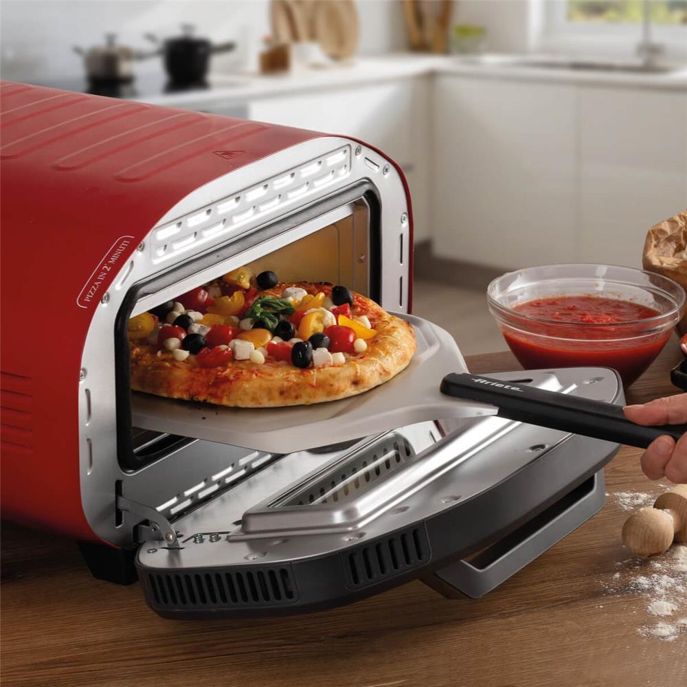 Ariete Da Gennaro Pizzaofen, Rot, mit Pizzastein, bis 430 Grad, 2200W