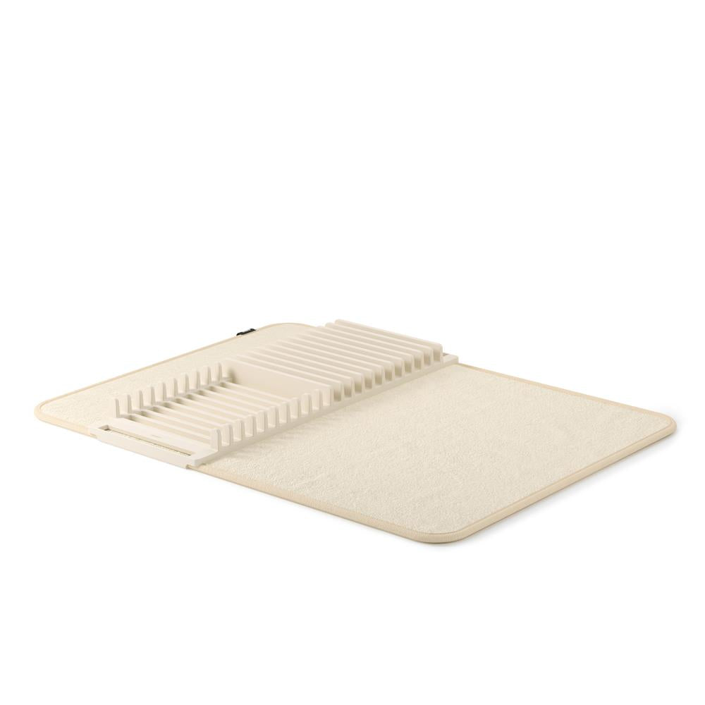 Umbra Udry Geschirr Abtropfgestell und Mikrofaser Abtropfmatte, Faltbar, Platzsparend, 61 x 45 cm, in Beige