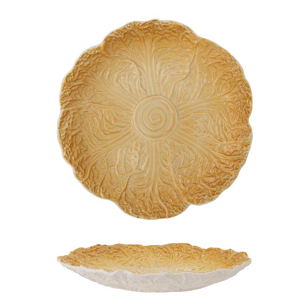 Bloomingville Savanna Teller Gemüseblatt Braun Steingut Dekoteller Dekoschale dänisches Design