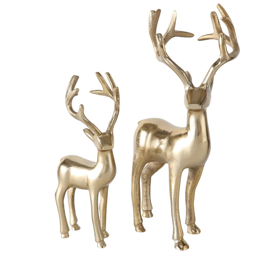 BOLTZE Dekofigur Hirsch Thielo Gold stehend 2er Set Weihnachtsdekoration Landhaus Design