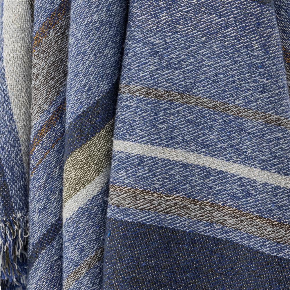 Bloomingville Toscana Decke Blau mit recycelter Baumwolle L160xW130 cm – grafische Decke