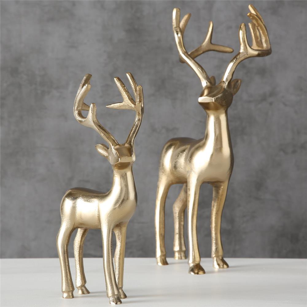BOLTZE Dekofigur Hirsch Thielo Gold stehend 2er Set Weihnachtsdekoration Landhaus Design
