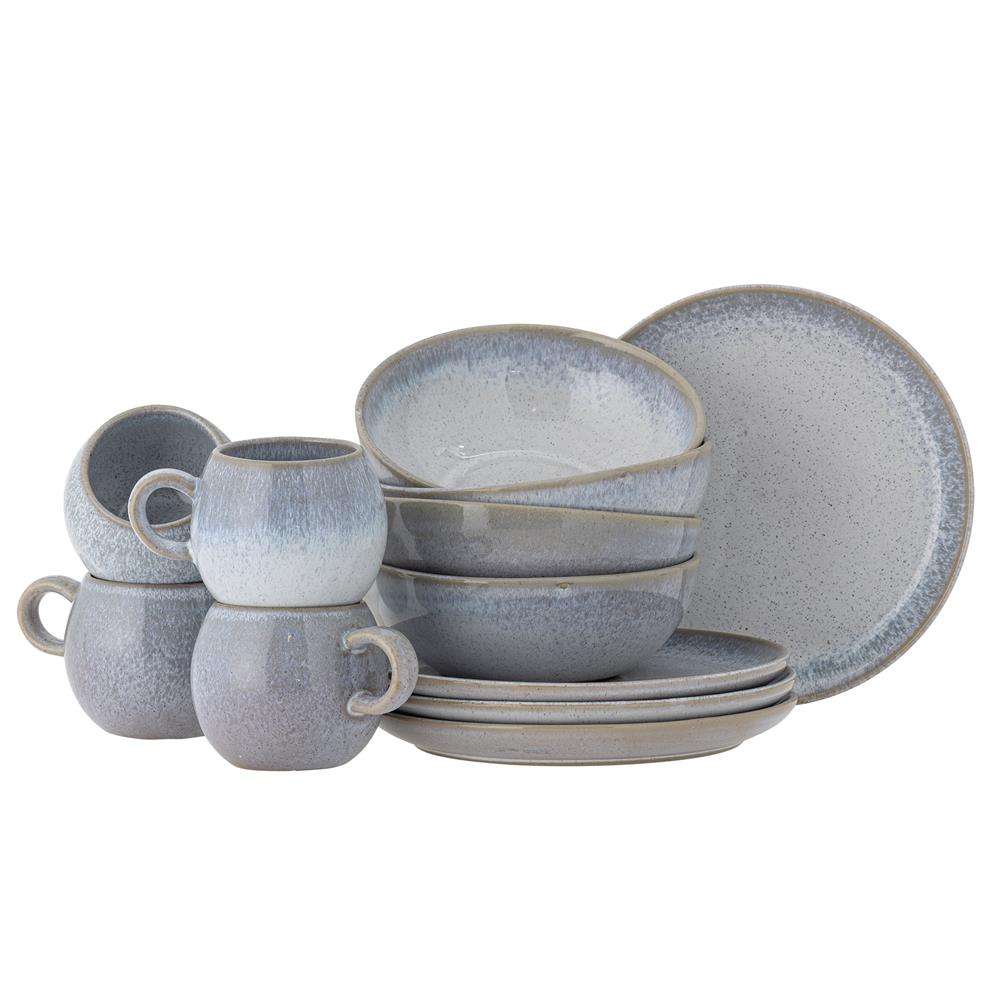 Bloomingville Paula Frühstück Set Blau Steingut 12-teilig