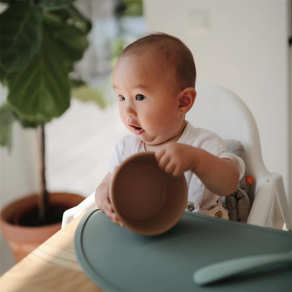 Mushie Silikon-Kinderschüssel, Blush, Schüssel mit Rutschfestem Saugnapf
