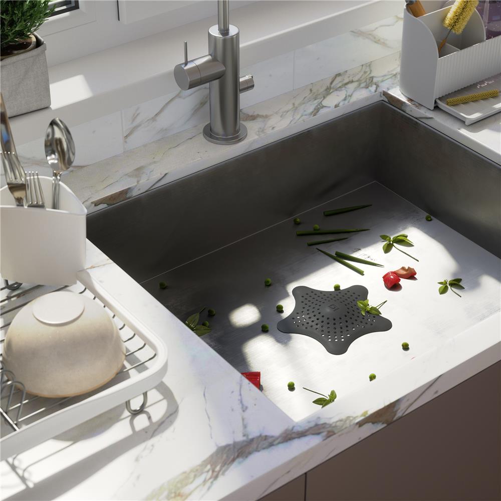 Umbra Starfish Abfluss Haarfänger mit Saugnäpfen, Silikon Abflusssieb, in Schwarz