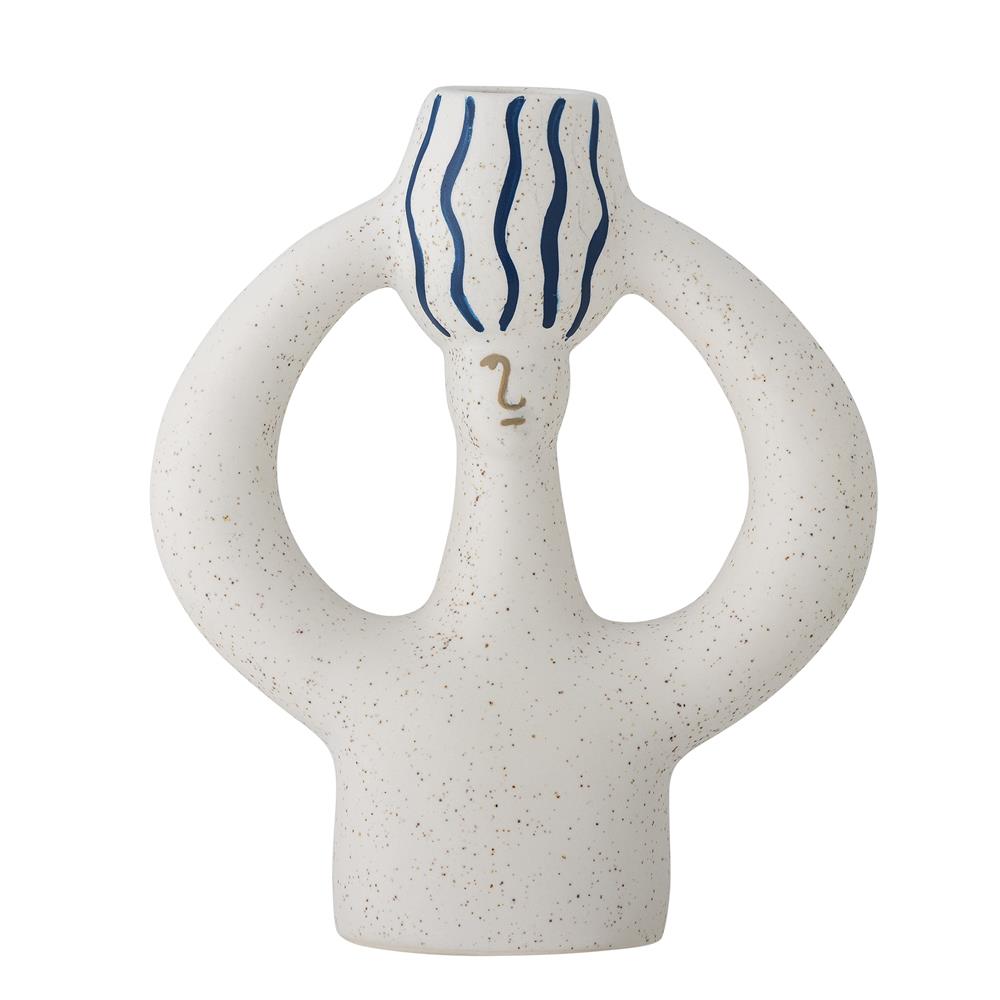 Bloomingville Hatty Kerzenhalter Blau – Steingut, handbemalt, grafisches Design