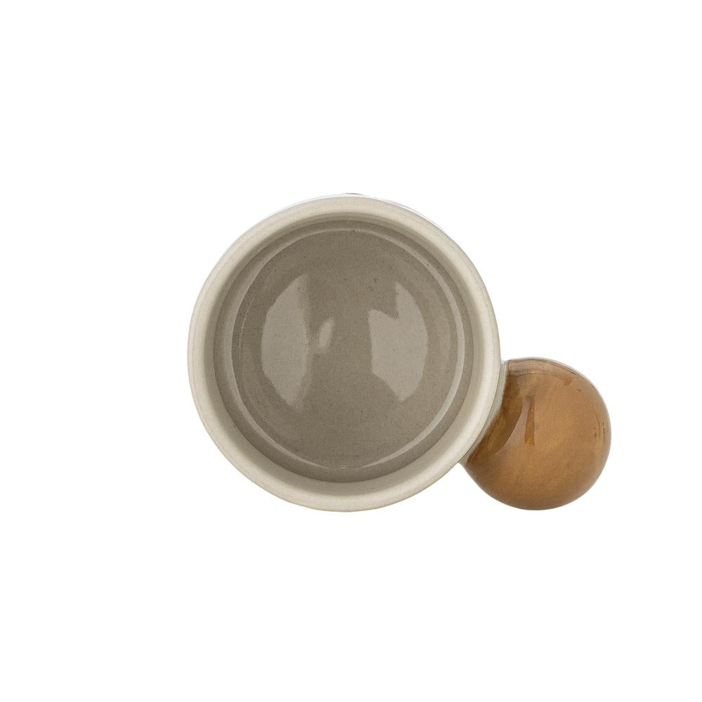 Bloomingville MINI Colorine Tasse, Naturfarben mit Vogel, Steingut, Kindertasse, dänisches Design